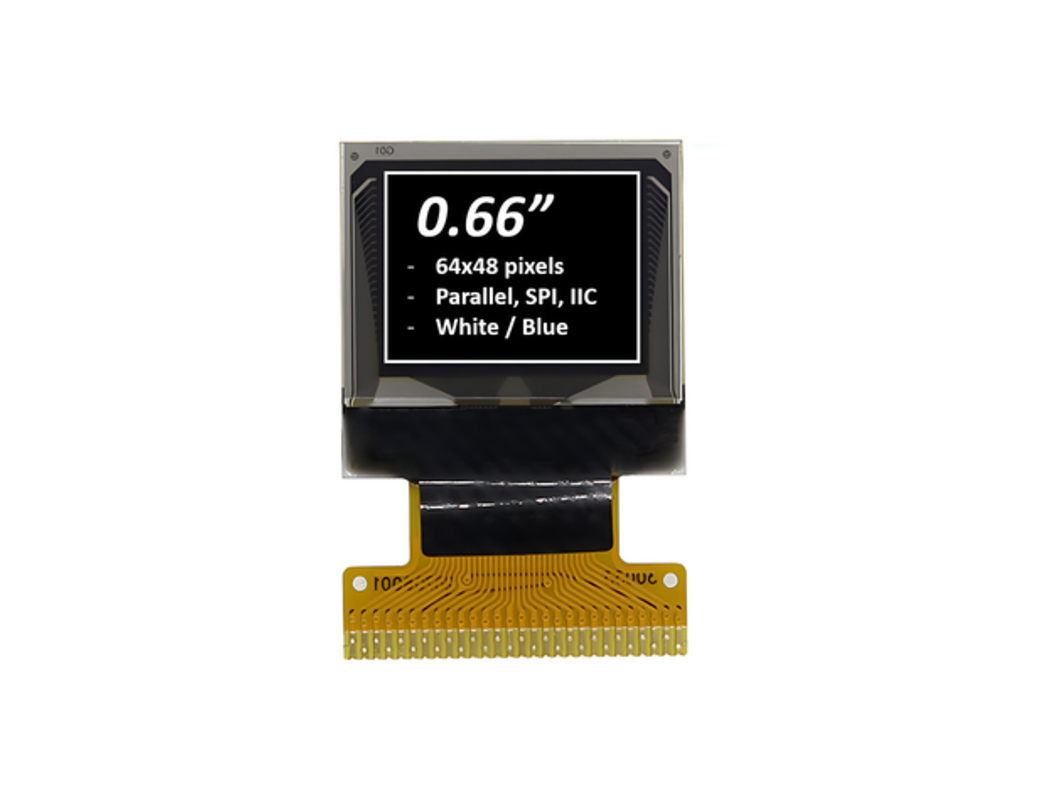 0.66 英寸图形 OLED 显示模块 64x48 像素白色/蓝色可选